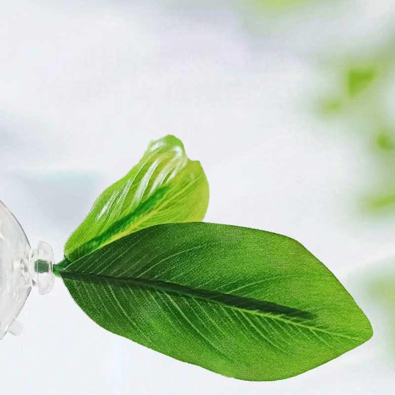 Planted Aquarium Betta - 1個入りグリーンリーフハンモック水槽用安全装飾品、ベタのストレス軽減用、吸盤付き水槽用フェイクプラントデコレーション