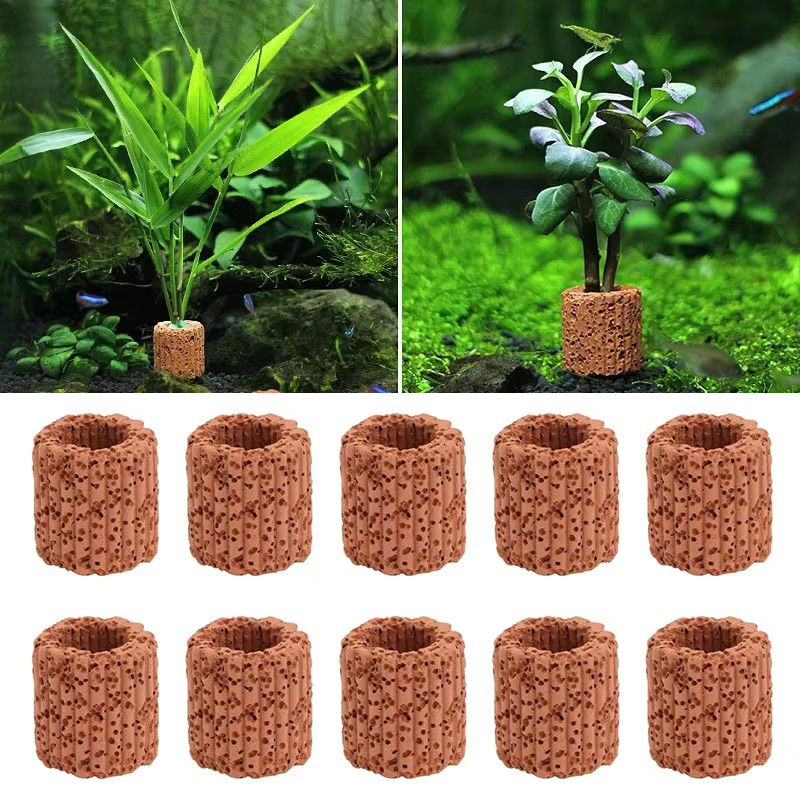 Planted Aquarium Products - 水生植物固定リング水族館風景セラミック水植物ポットリングツール装飾水槽アクセサリー