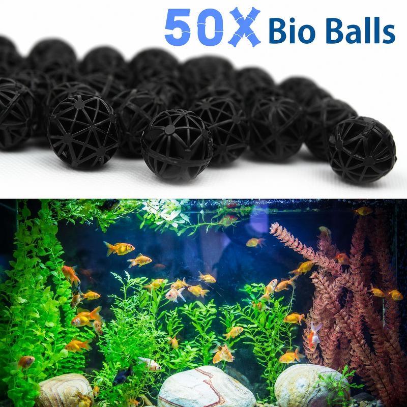 Aquarium For Planted Tank - 50個入り 16mm アクアリウム用バイオフィルターボール 魚タンク・池用ろ過材 生化学的水質浄化フィルター マリンアクセサリーセット