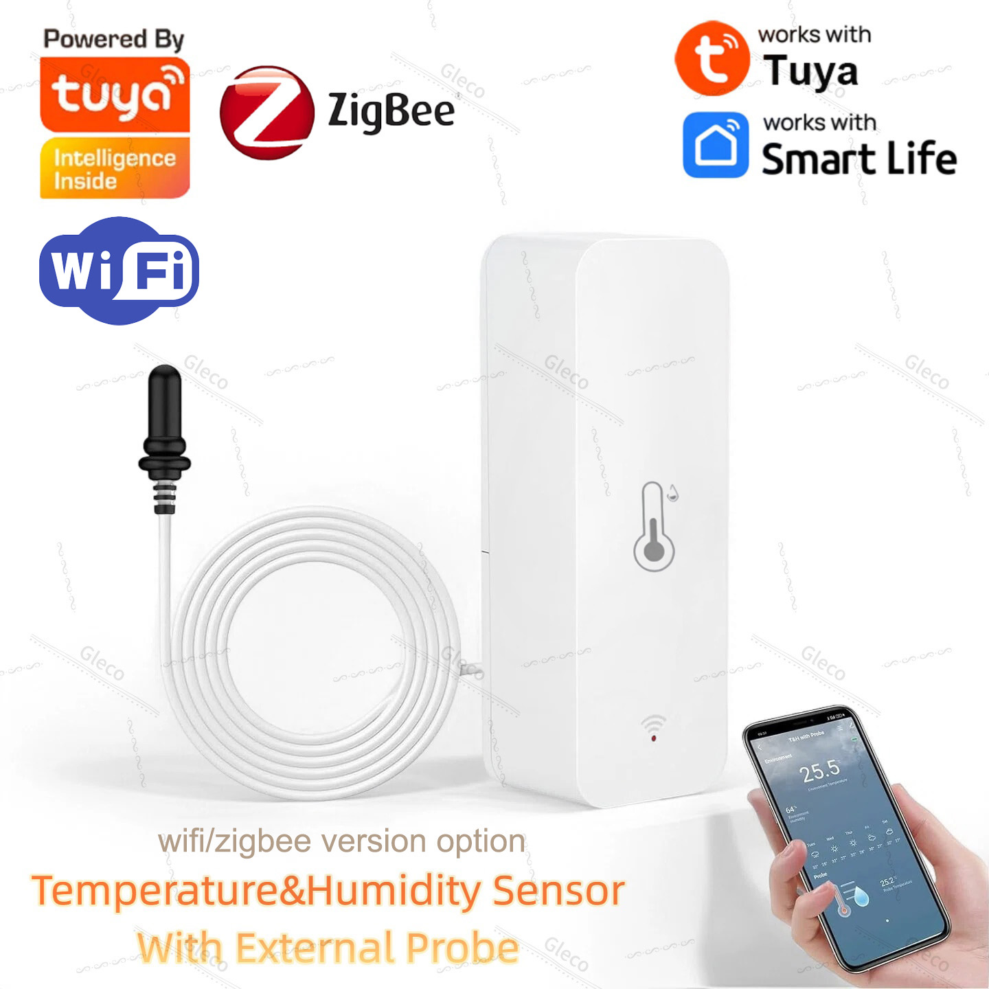 Planted Aquarium Parameters - Tuya Wifi Zigbee 温度と湿度センサー 外部プローブ付き スマートライフ湿度計