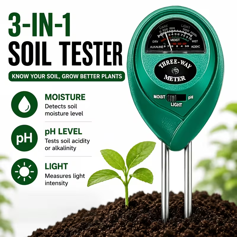 Tissue Culture Plant - 3-in-1土壌テスター（水分、PH、光測定器）– バッテリー不要の土壌水分検出器 – ガーデン植物ケアツール