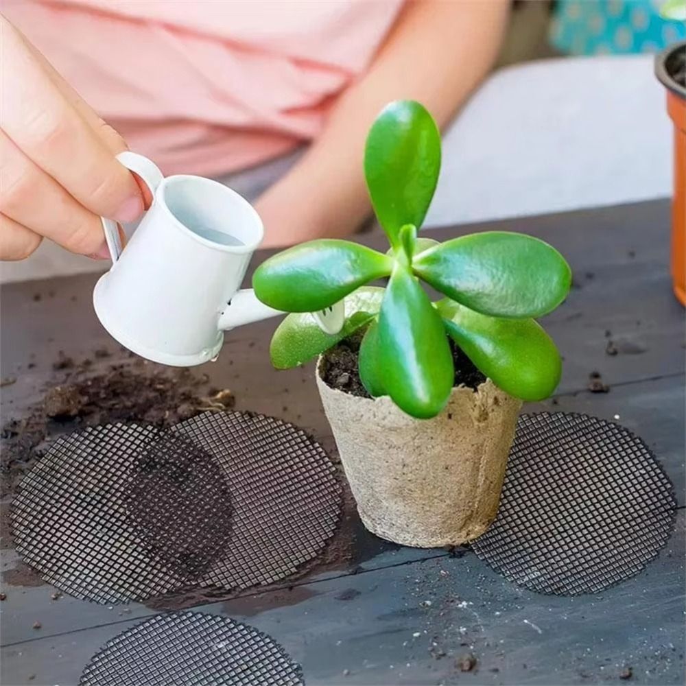 Tissue Culture Plant - 50枚入り/セット プラスチック製植木鉢穴用メッシュパッド 土壌損失防止 通気性のある植木鉢底マット 丸型盆栽排水スクリーン