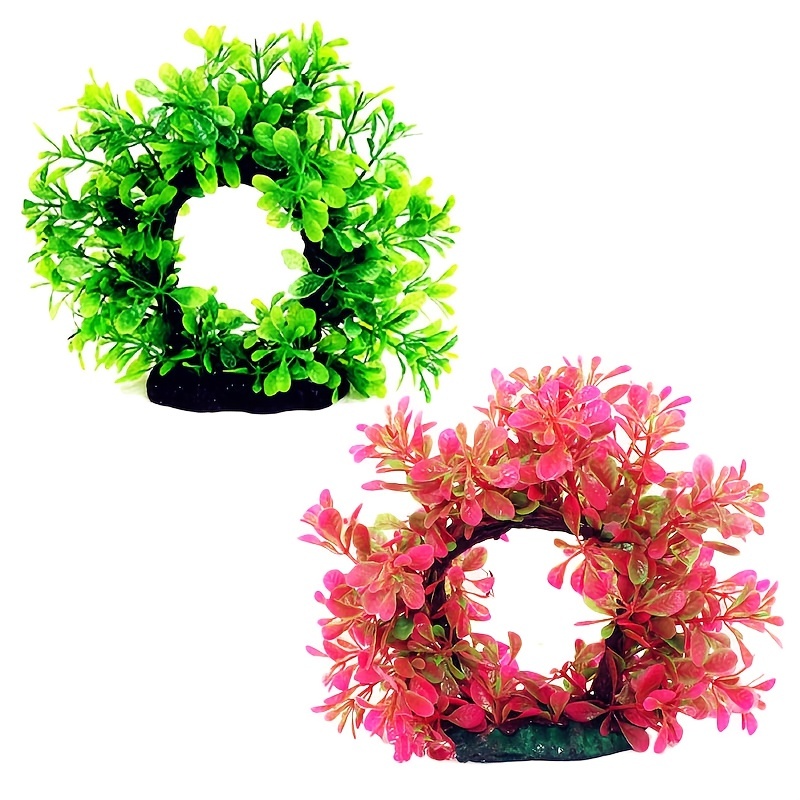 Aquarium Plant Grass - 水中リース 人工水中プラスチック水族館水槽水生フェイク低木草水生植物緑の草ピンクリース